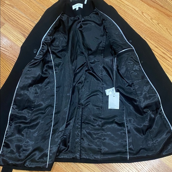 Retail $400 New Calvin Klein black wrap coat with belt - Picture 6 of 16